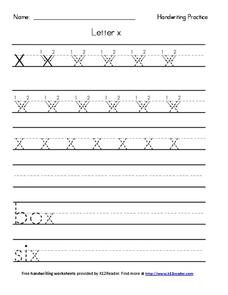 writing worksheet letter x