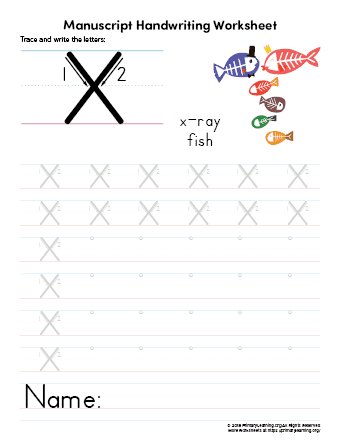 writing worksheet letter x