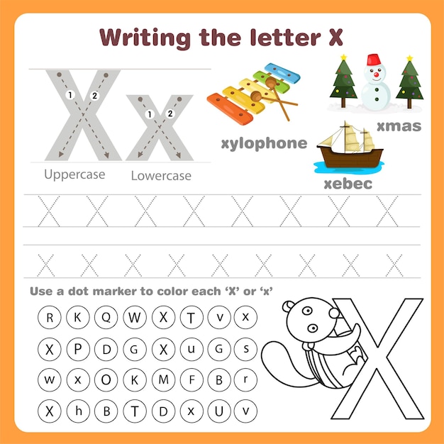 writing worksheet letter x
