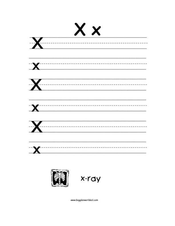 writing worksheet letter x