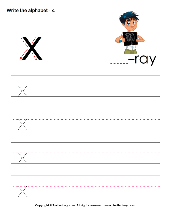writing worksheet letter x