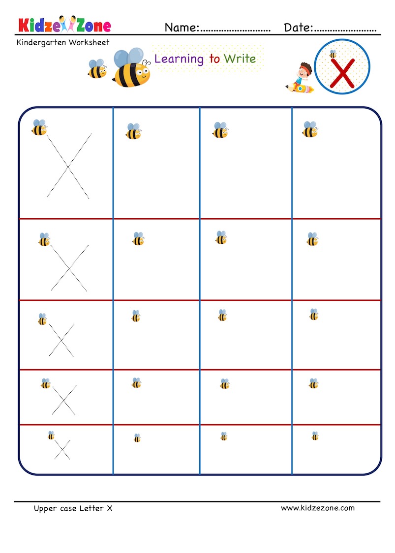 writing worksheet letter x