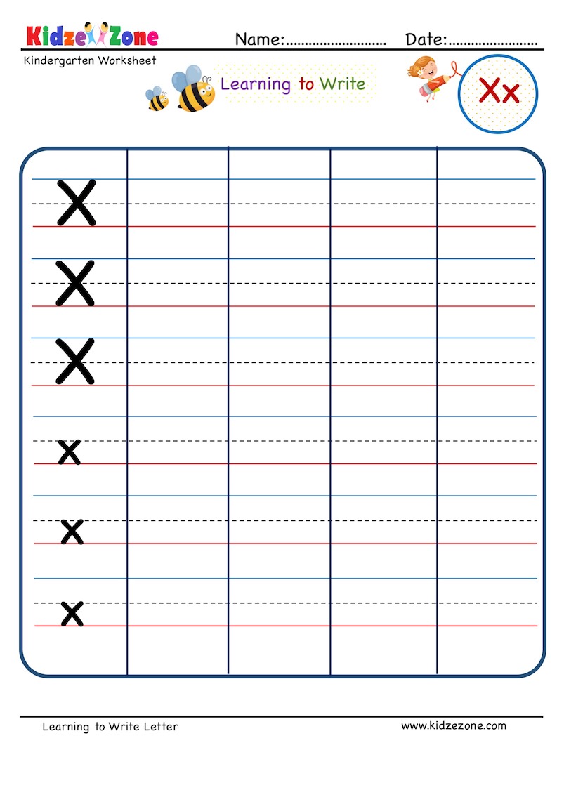 Letter X Writing Worksheet - KidzeZone