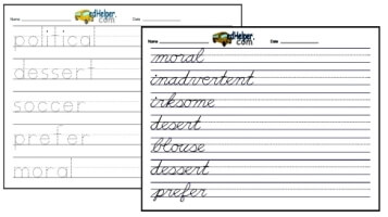 Handwriting Practice Words Printable Maker