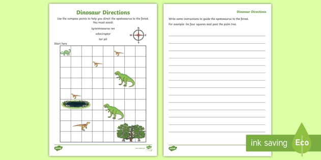 Dinosaur Directions Instruction Writing Worksheet - Treasure ...