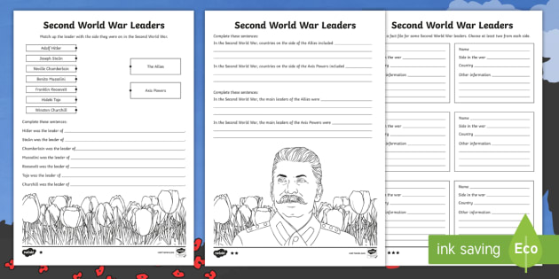 KS2 Leaders During The Second World War Worksheets - Twinkl