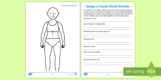 Design a Female World Wrestler Worksheet / Worksheet