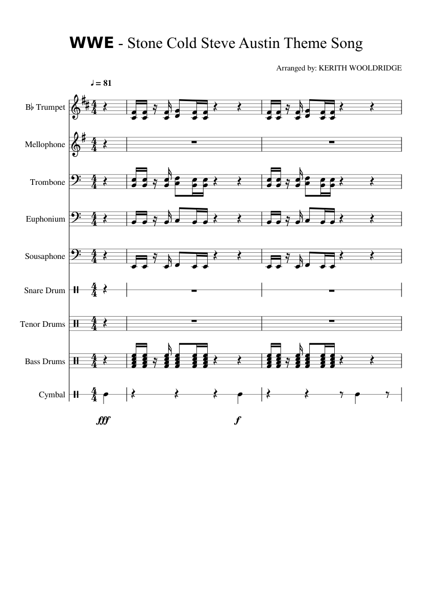 WWE - Stone Cold Steve Austin Theme Song (NF) Sheet music for ...