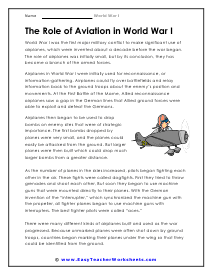 World War I Worksheets