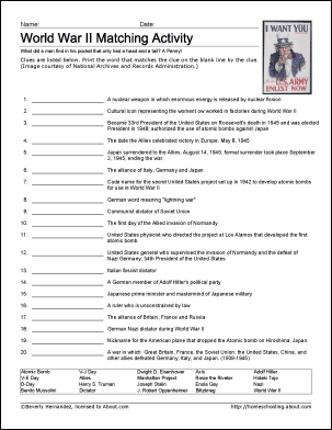 World War II Printable Worksheets and Coloring Pages