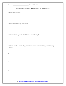 World War II Worksheets