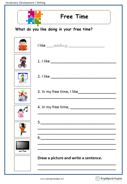 Free Time English Language Worksheet - English Treasure Trove