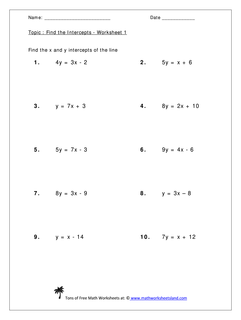 Finding x and y intercepts worksheet: Fill out &  sign online | DocHub