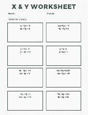 X and Y worksheet.pdf - X &  Y WORKSHEET Name: Period: Solve for x ...