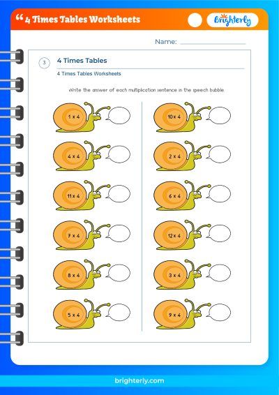 Free &  Printable 4 Times Tables Worksheets for Kids [PDFs]