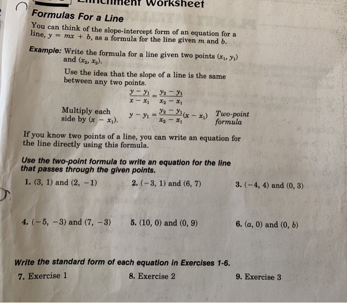 y mx b worksheet