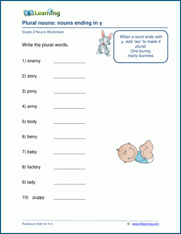 y to ies words worksheet