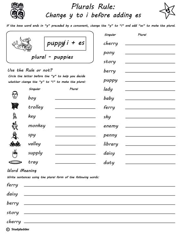 Change Nouns Ending In Y To IES Worksheet