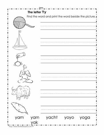 y words worksheet