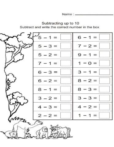 year 1 subtraction worksheet with