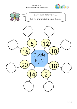 Division Maths Worksheets for Year 2 (age 6-7) - URBrainy.com