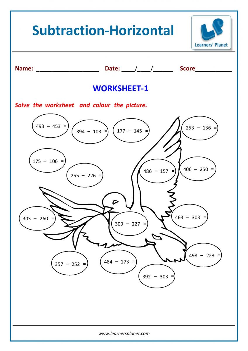 year 2 subtraction worksheet