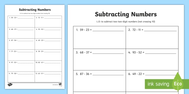 year 2 subtraction worksheet
