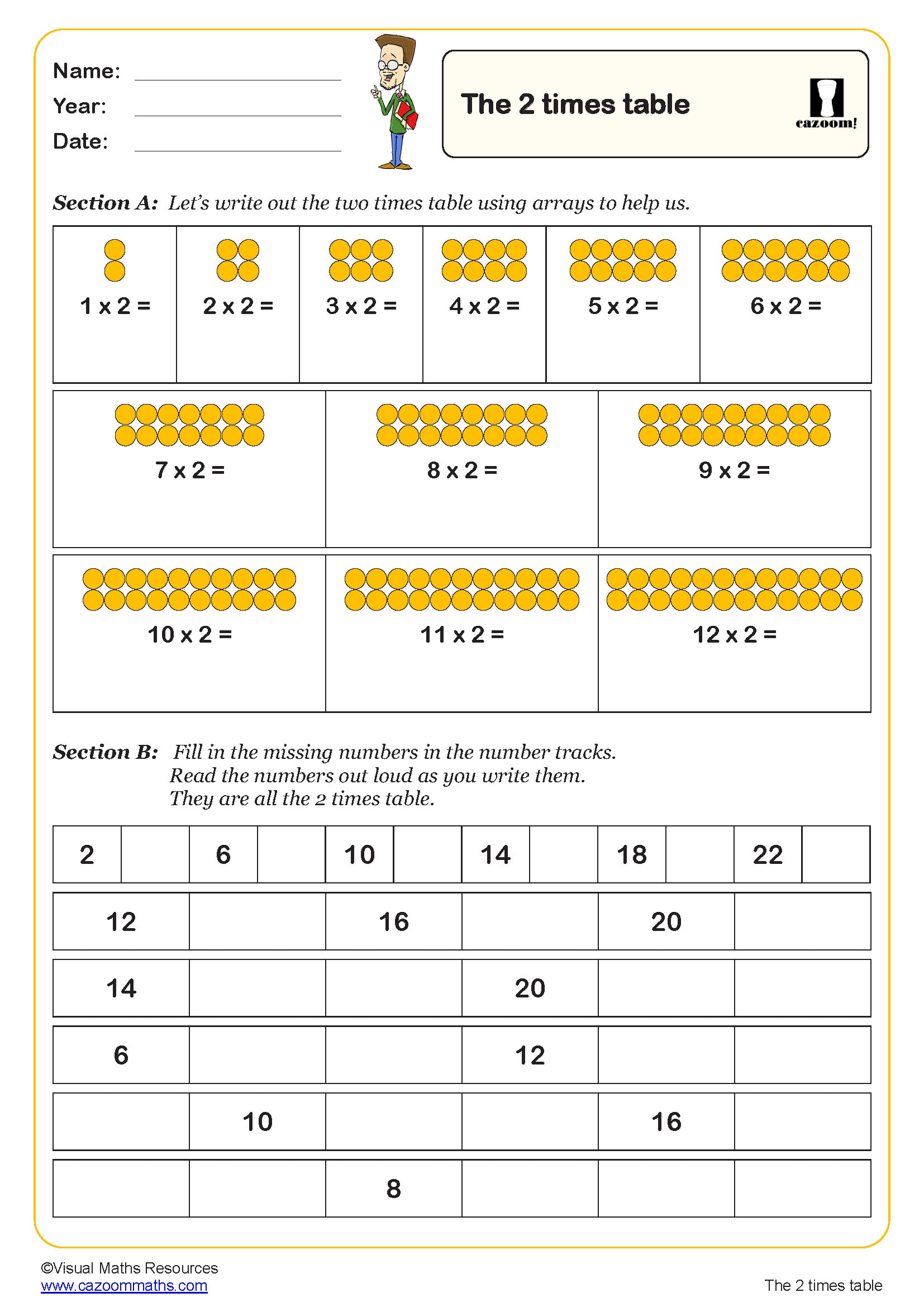 The Two Times Table Worksheet PDF printable Number Worksheets The Two Times Table Worksheet PDF printable Number Worksheets