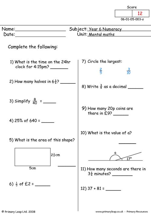 Year 6: Numeracy Printable Resources &  Free Worksheets for Kids ...