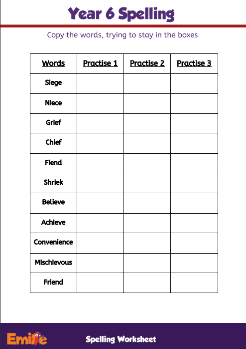 Year 6 Spelling: Worksheets and Activities - Emile Education
