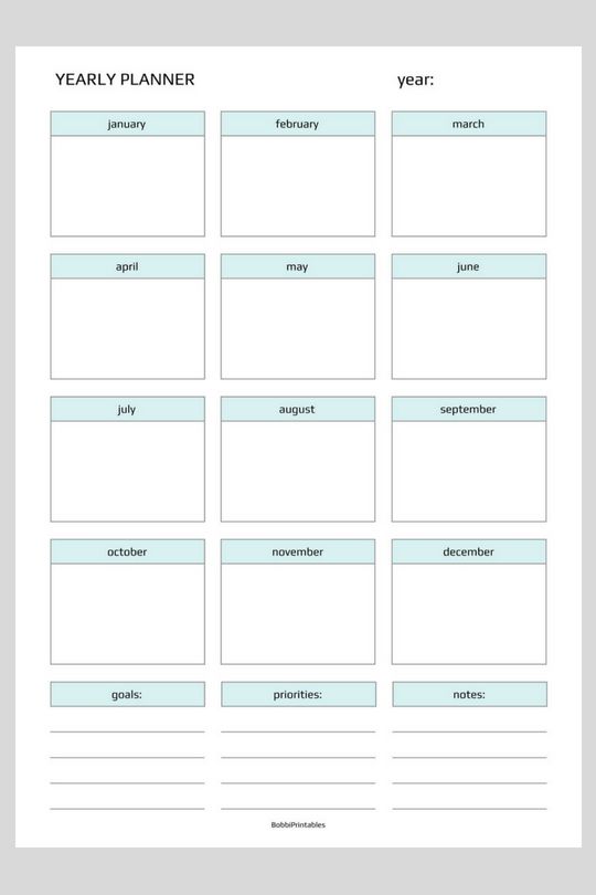 year planner download printable