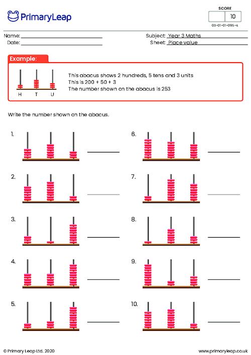 Numeracy: Hundreds, tens and units 1 | Worksheet | PrimaryLeap.co.uk