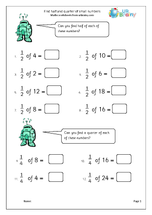 Year 2 Maths Worksheets (age 6-7) - URBrainy.com