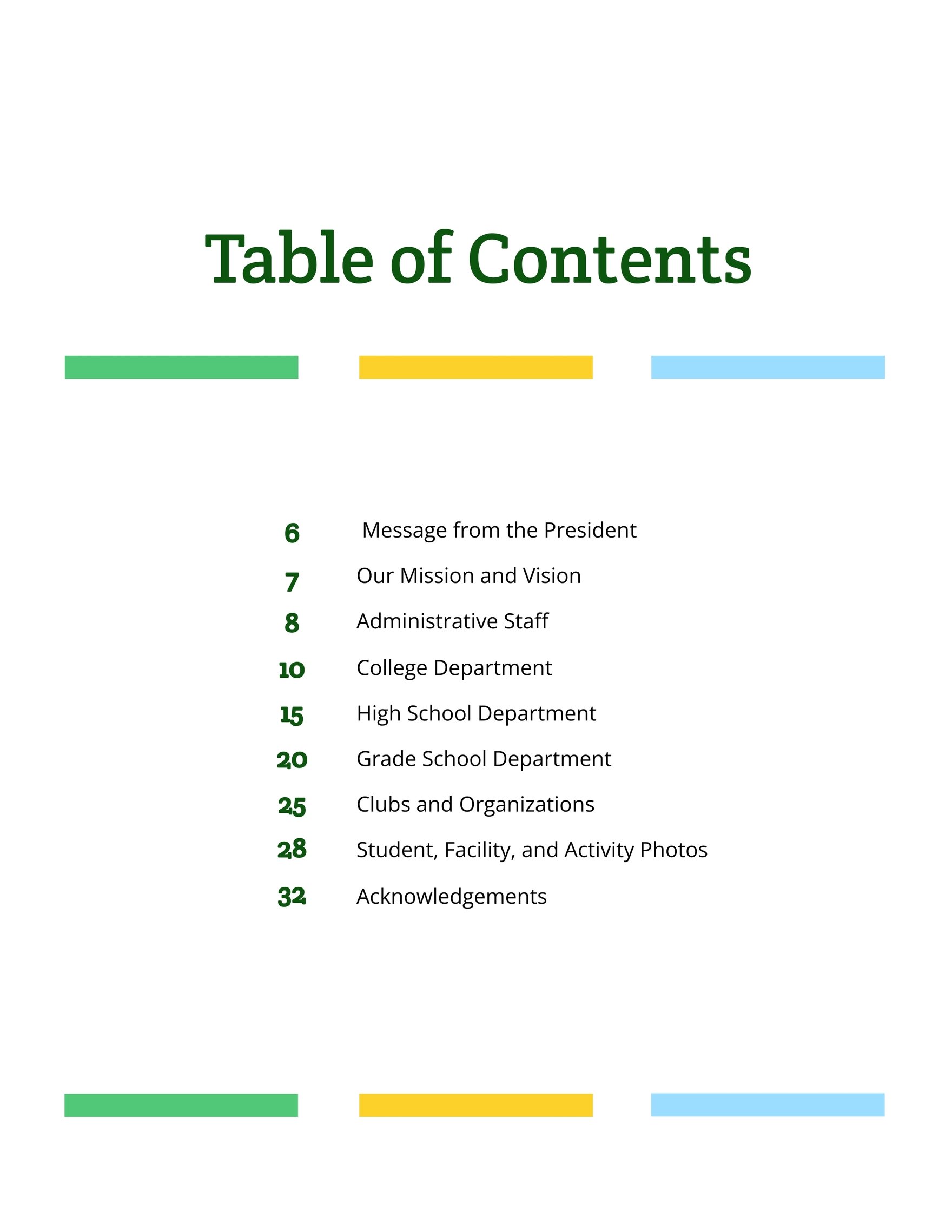 Yearbook Table of Contents Template in Google Docs, Word ...