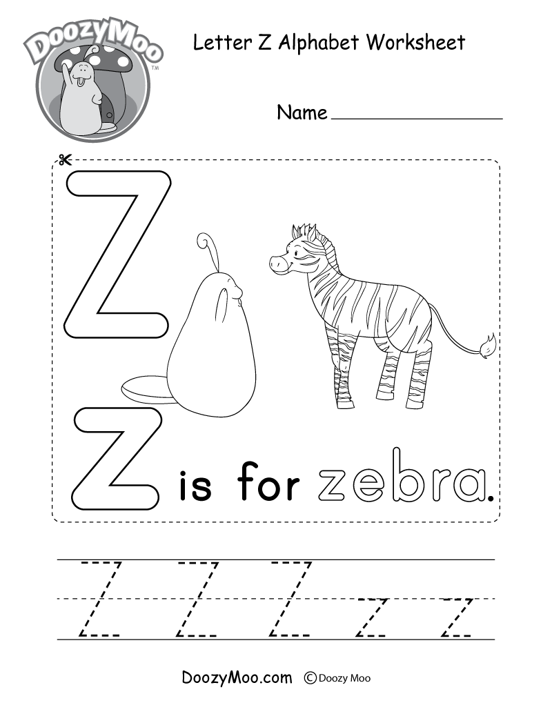 z worksheet for kindergarten