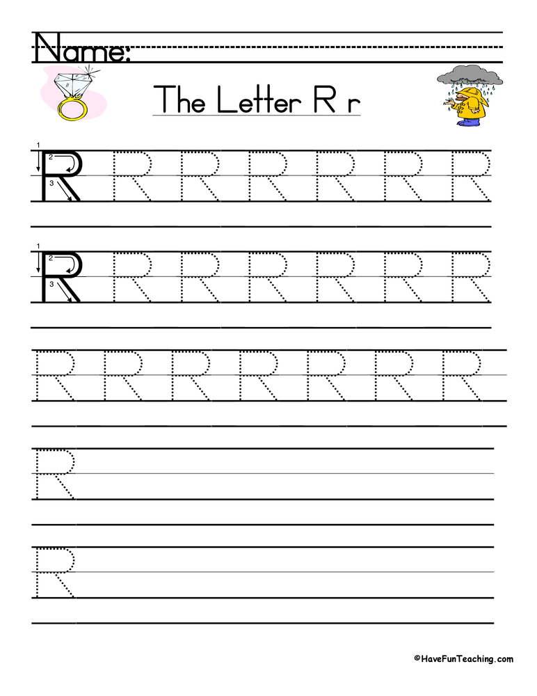 Letter R Handwriting Practice Worksheet  