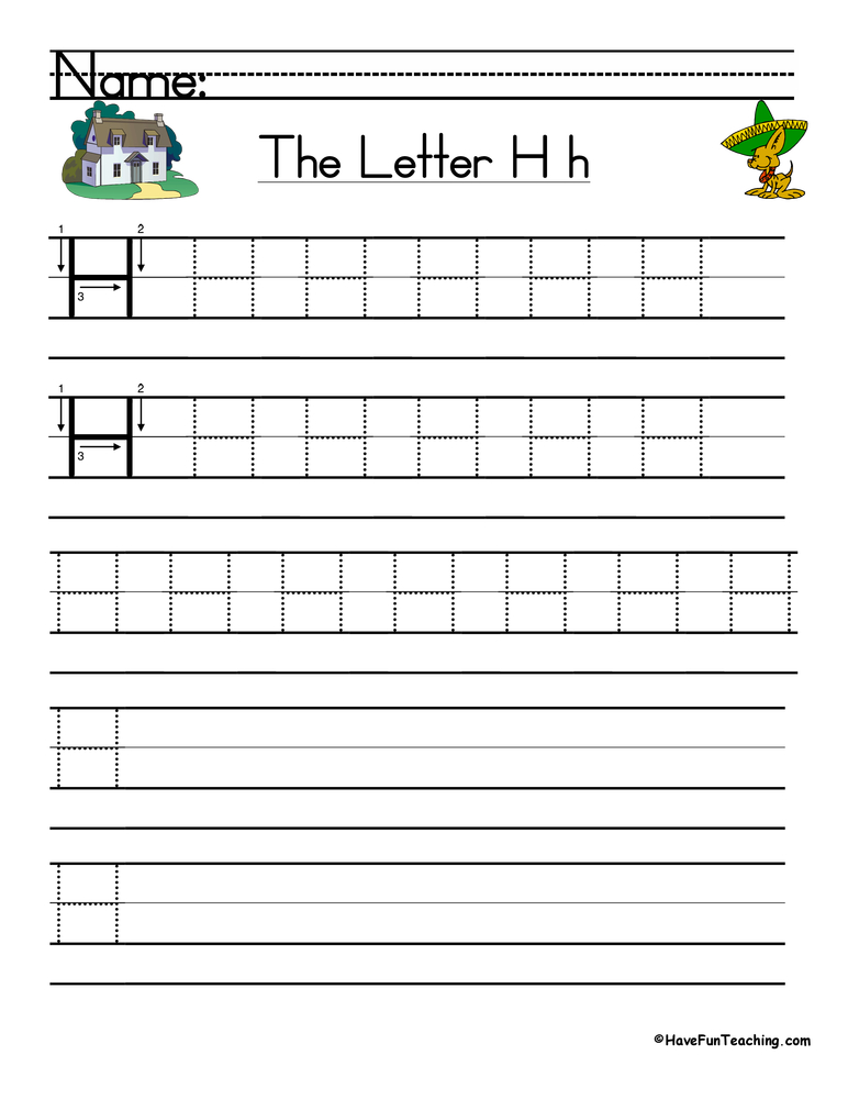 Letter H Handwriting Practice Worksheet  
