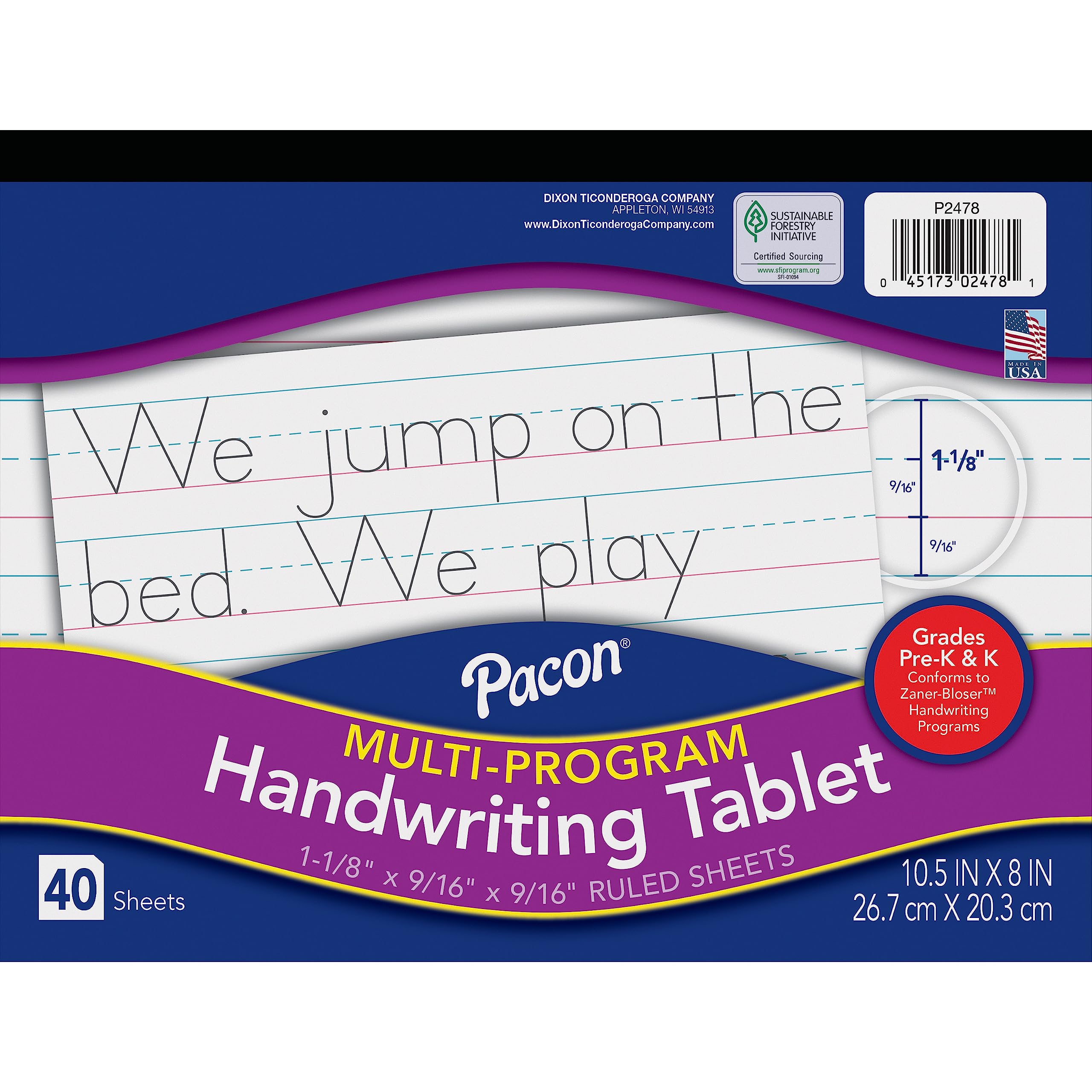 Amazon.com : Pacon Handwriting Paper, Zaner-Bloser Grades Pre-K ...