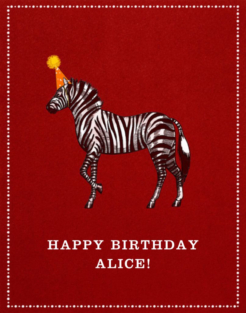 Zebra Birthday - Birthday Card | Send online instantly | Track opens