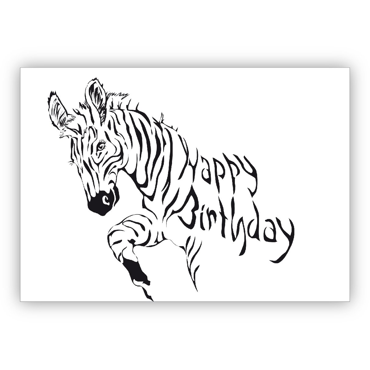 Kartenkaufrausch Cool Zebra Birthday Greeting Card: Happy Birthday • Pretty  Greeting Card for Birthday Child with Envelope Business &  Private
