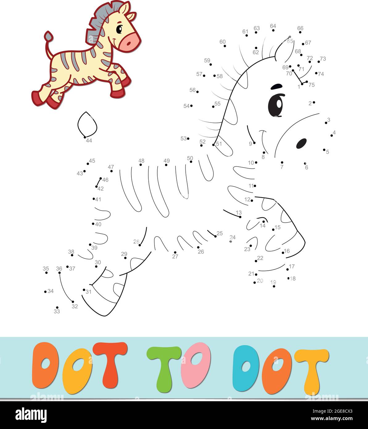 Dot to dot puzzle. Connect dots game. Zebra vector illustration ...