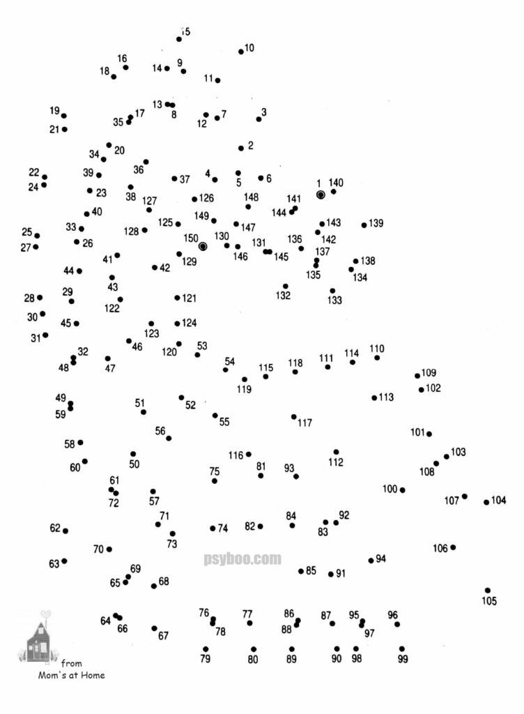 Connect the dots by numbers from 1 to 150 - Zebra ⋆ Free Print PDF