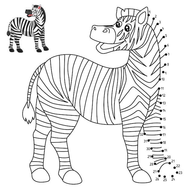 Premium Vector | Dot to Dot Zebra Isolated Coloring Page for Kids