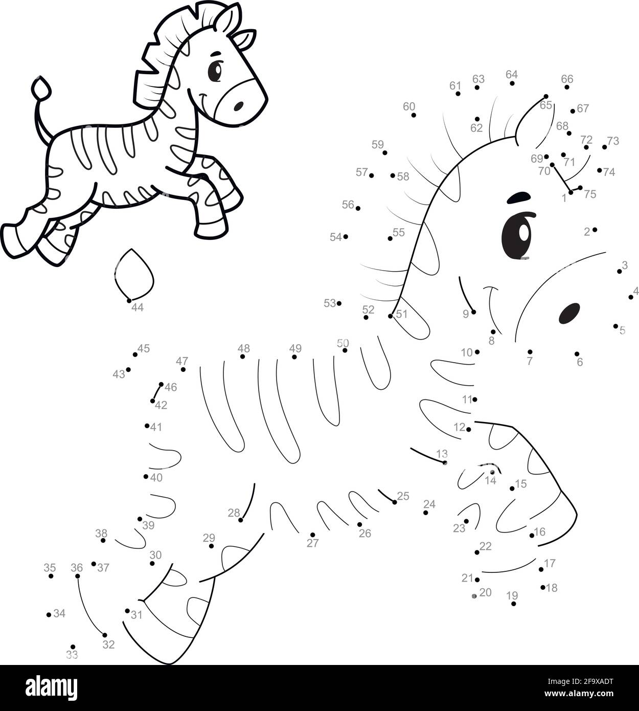 Dot to dot puzzle for children. Connect dots game. zebra ...