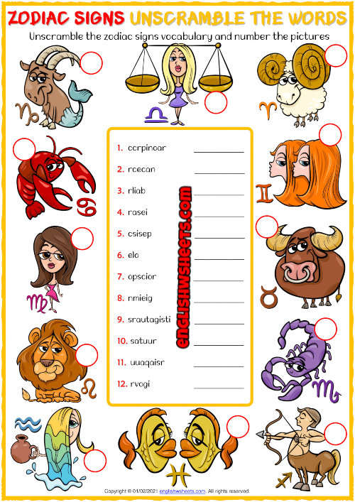 zodiac printables