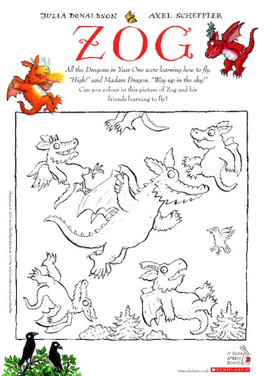 Zog colouring sheet - FREE Early Years teaching resource - Scholastic
