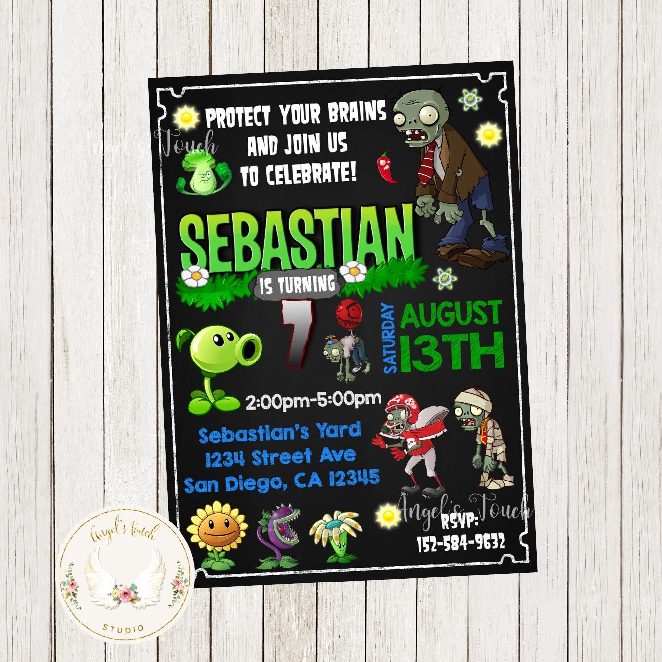 Plants Vs Zombies Birthday Invitation, Plants Vs Zombies ...