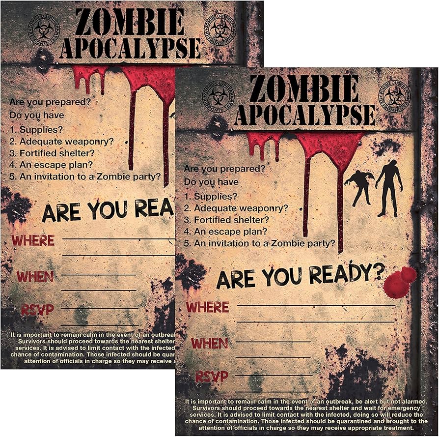 Silly Goose Gifts Zombie Party Supplies and Decorations (Invitations) 12  Invites with Envelopes