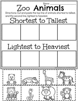 zoo printables for kindergarten