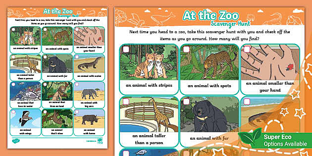 zoo scavenger hunt worksheet